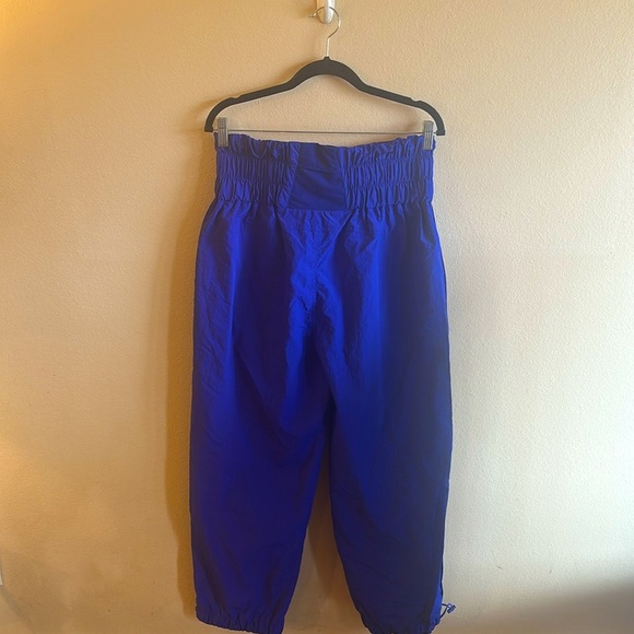 Zenana Windbreaker Smocked Pant Size XL Blue High Waist Pull On Front Pockets - Picture 4 of 13
